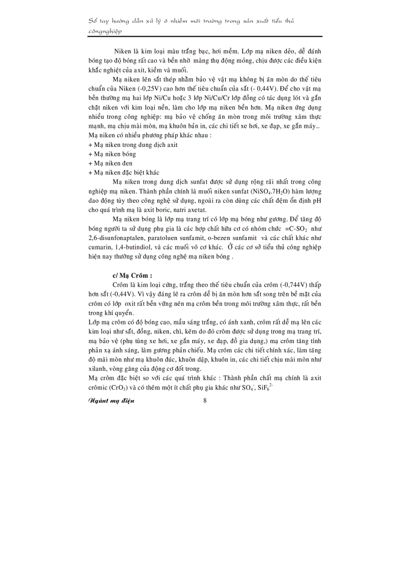 image for page Sổ tay hướng dẫn Xử lý ô nhiễm ngành mạ điện