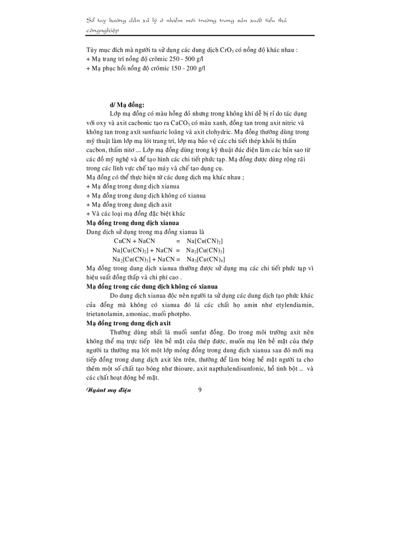 image for page Sổ tay hướng dẫn Xử lý ô nhiễm ngành mạ điện