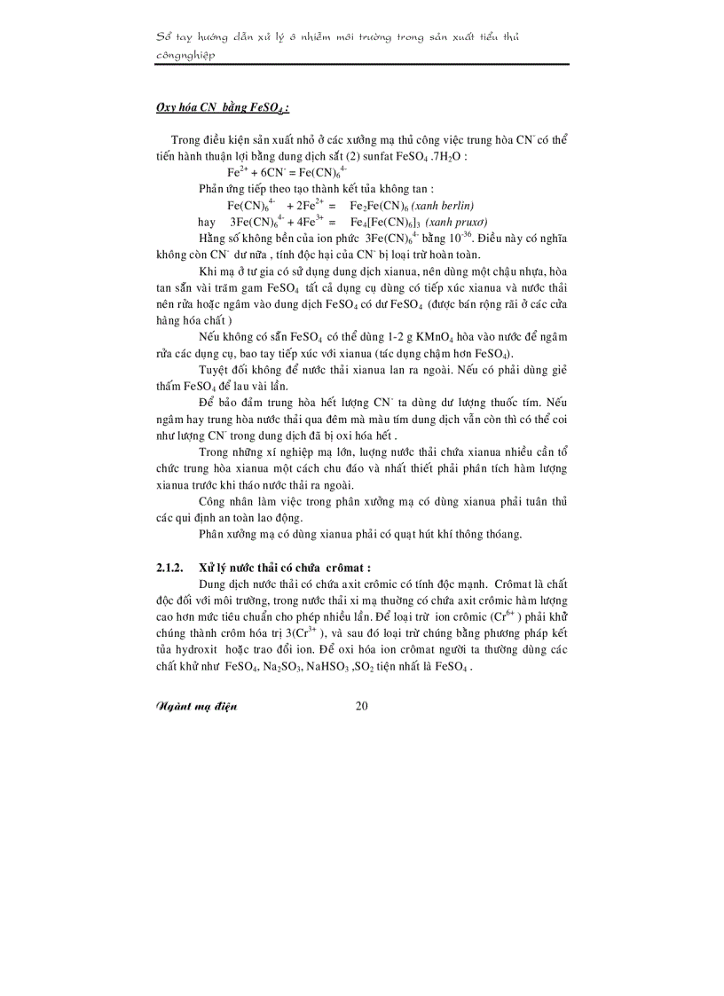 image for page Sổ tay hướng dẫn Xử lý ô nhiễm ngành mạ điện