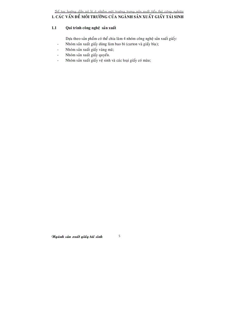 image for page Sổ tay hướng dẫn Xử lý ô nhiễm ngành giấy tái sinh