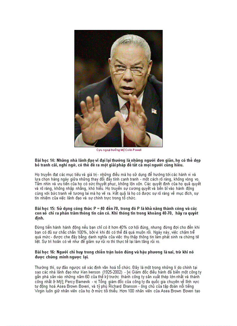 Những bài học lãnh đạo của Colin Powell
