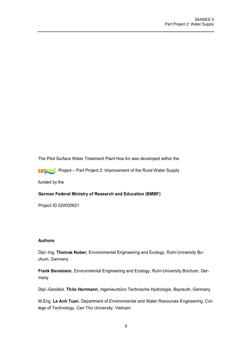 image for page Pilot surface water treatment plant Hoa An Vietnam