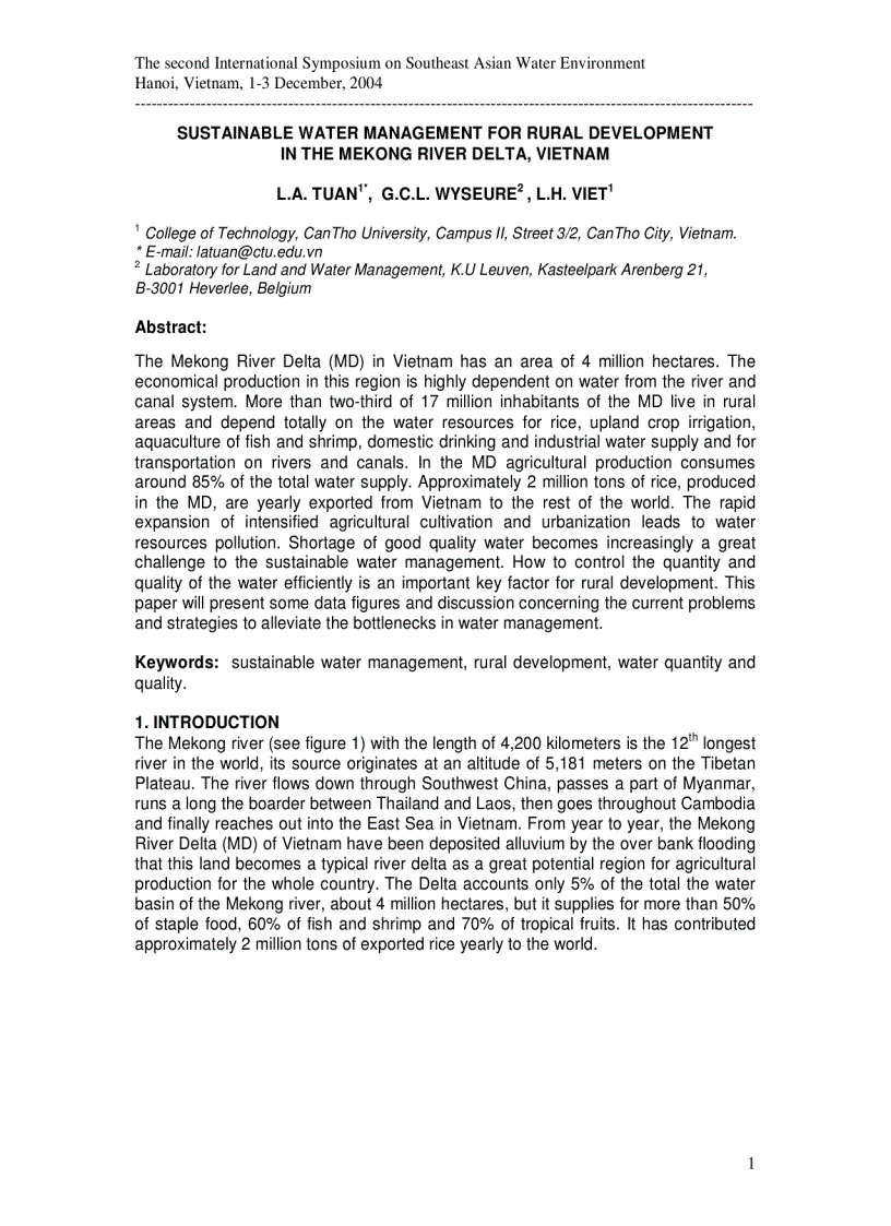 image for page Sustainable water management for rural development in the Mekong river delta Vietnam