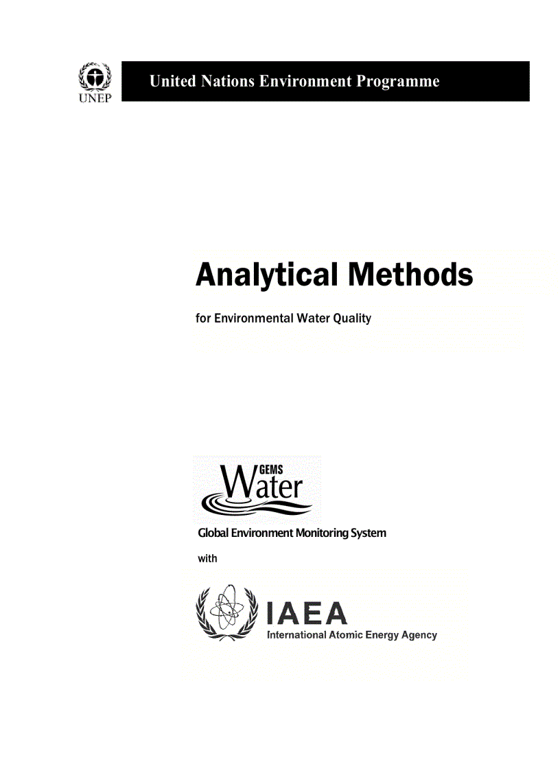 image for page Analytical Methods for Environmental water quality UNEP