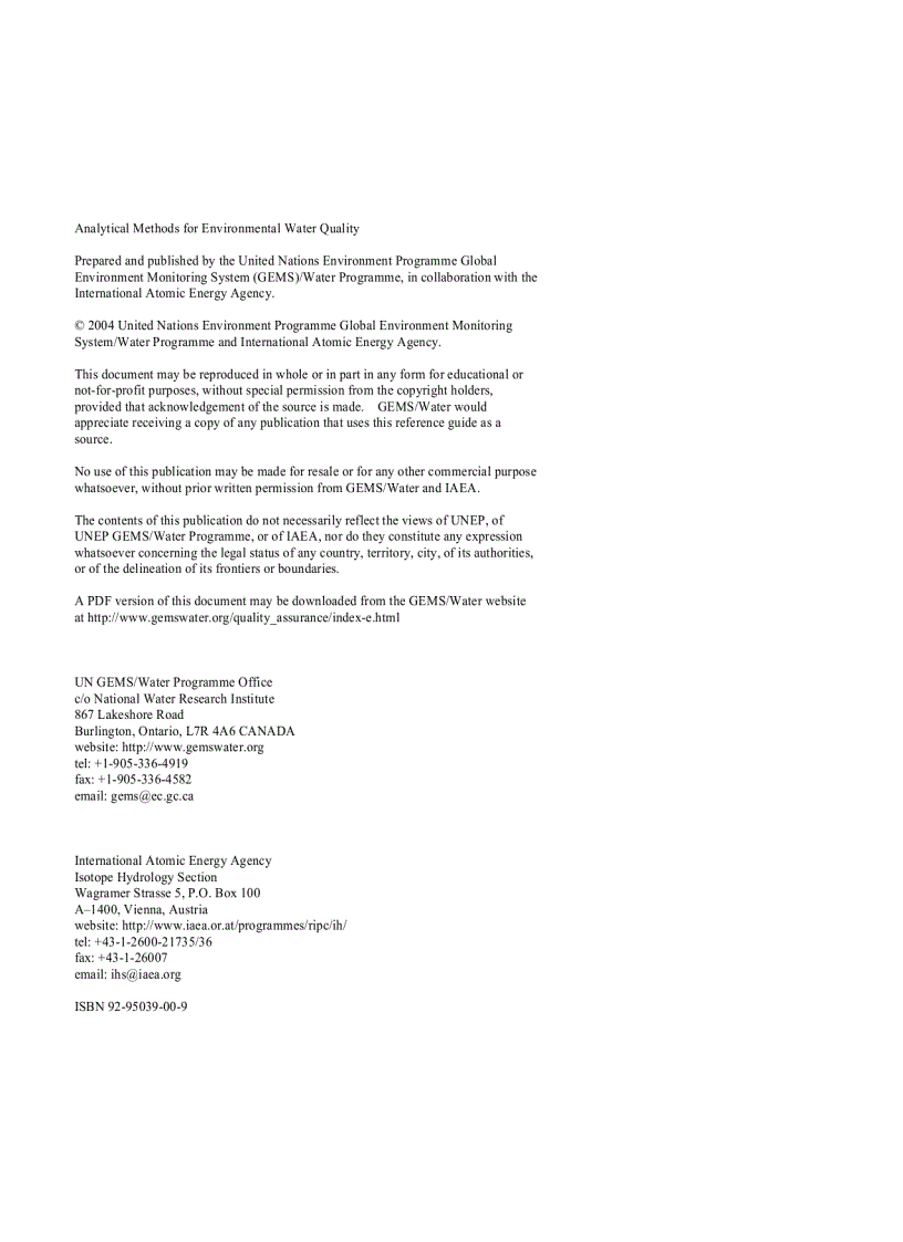 image for page Analytical Methods for Environmental water quality UNEP