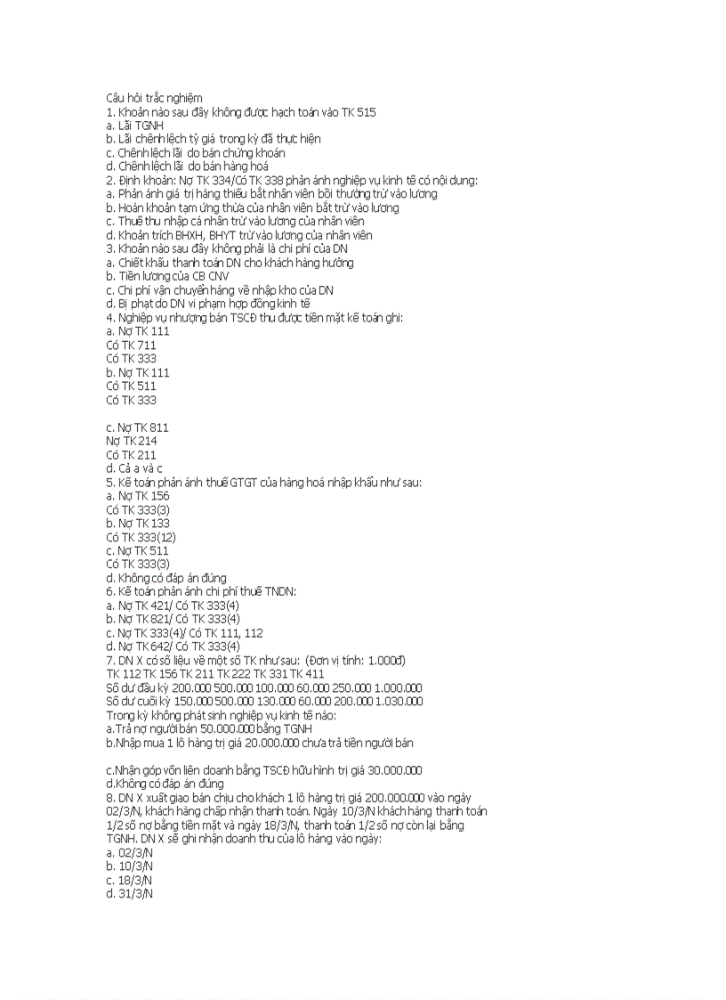 image for page Câu hỏi trắc nghiêm tài chính ngân hàng