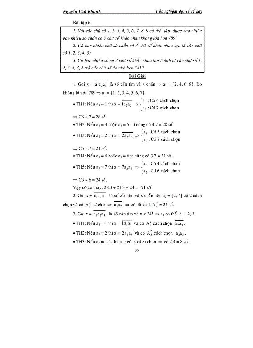 image for page Tự luận và trắc nghiệm đại số tổ hợp