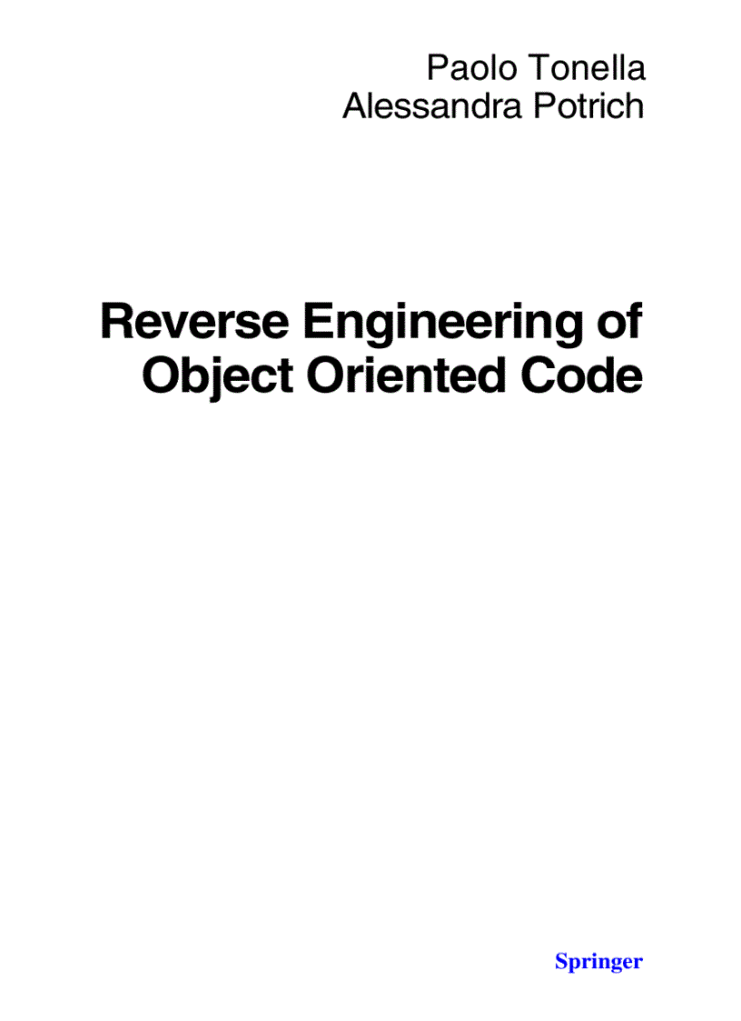 image for page Reverse Engineering of Object Oriented Code