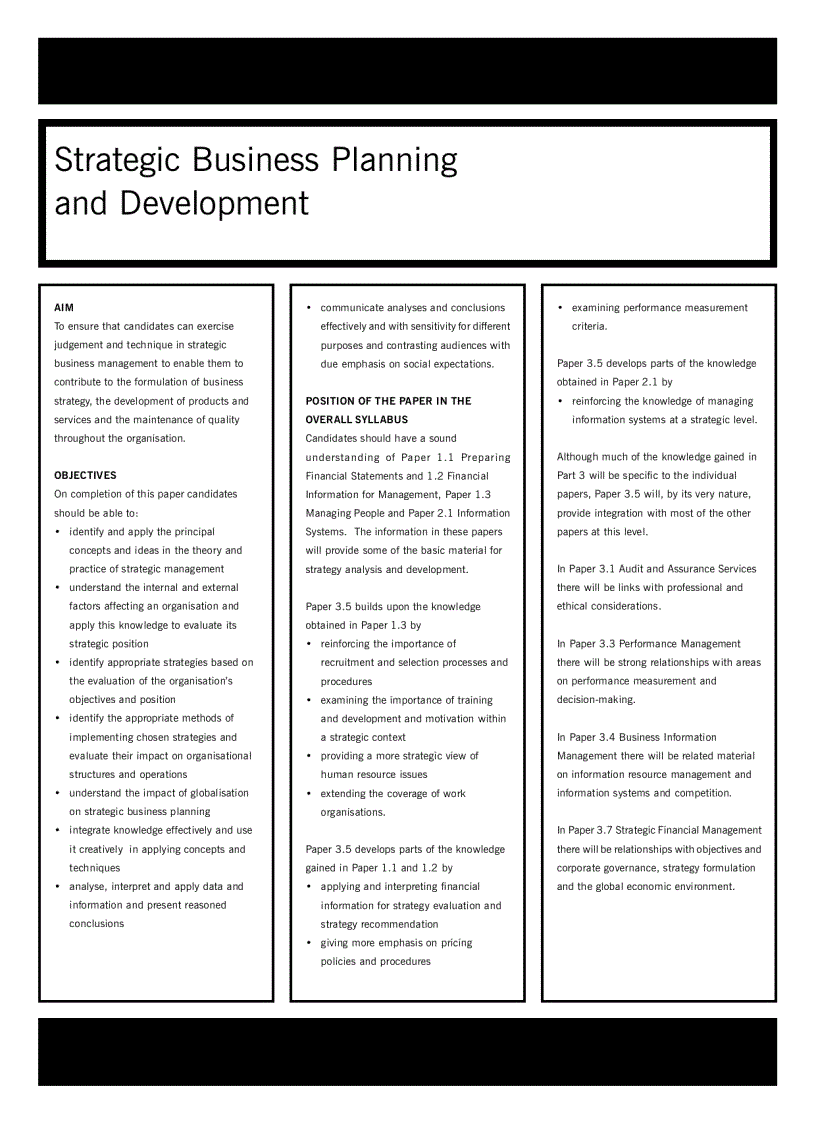 image for page Acca test book Strategic Business Planning and Development