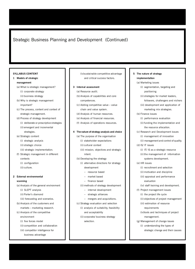 image for page Acca test book Strategic Business Planning and Development