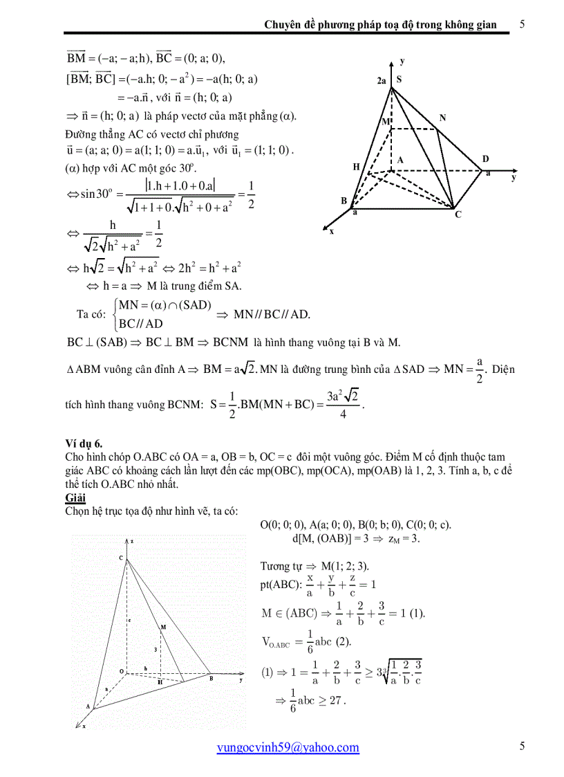Các bài tập hình học không gian tổng hợp giải bằng phương pháp toạ độ phần ii Hình chóp