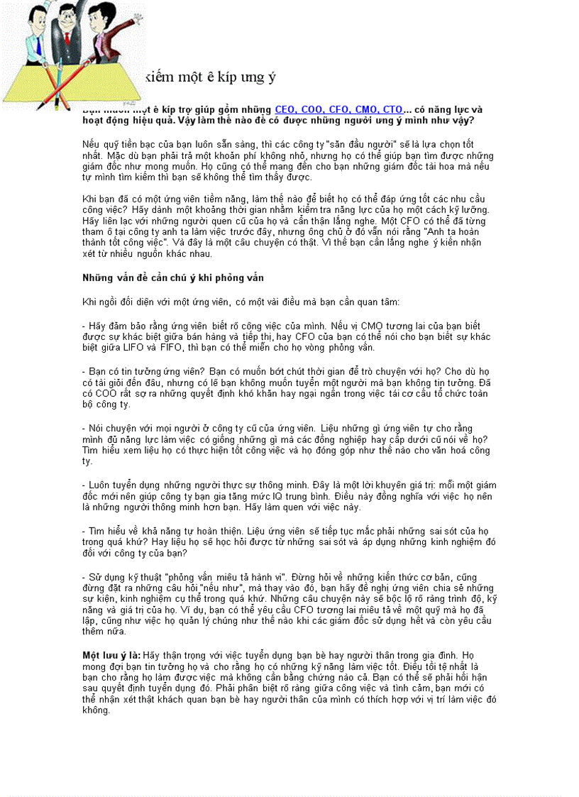 image for page Cách tìm kiếm một ê kíp ưng ý