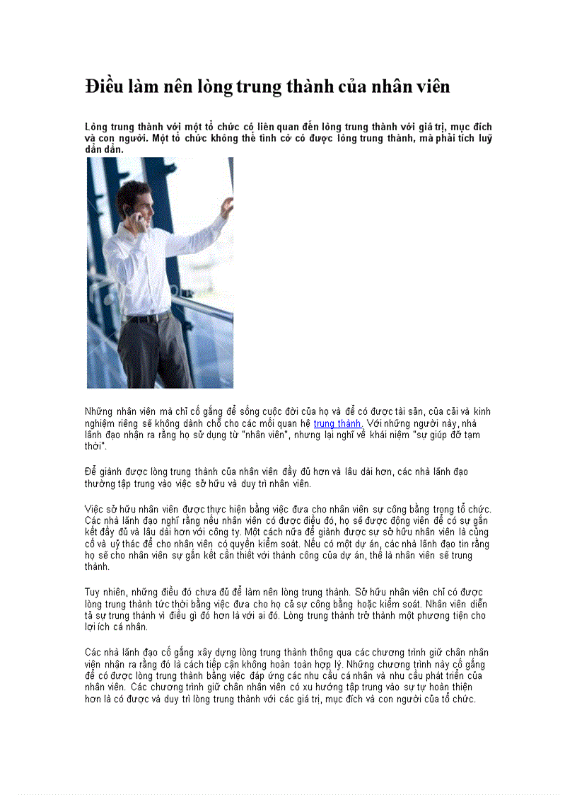 image for page Điều làm nên lòng trung thành của nhân viên