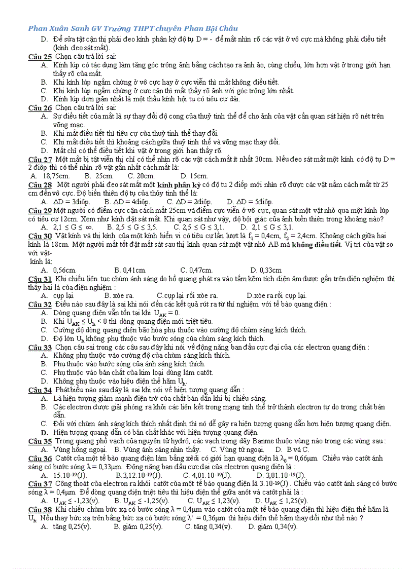 image for page Bài kiểm tra trắc nghiệm môn Vật lý 12 THPT chuyên Phan Bội Châu
