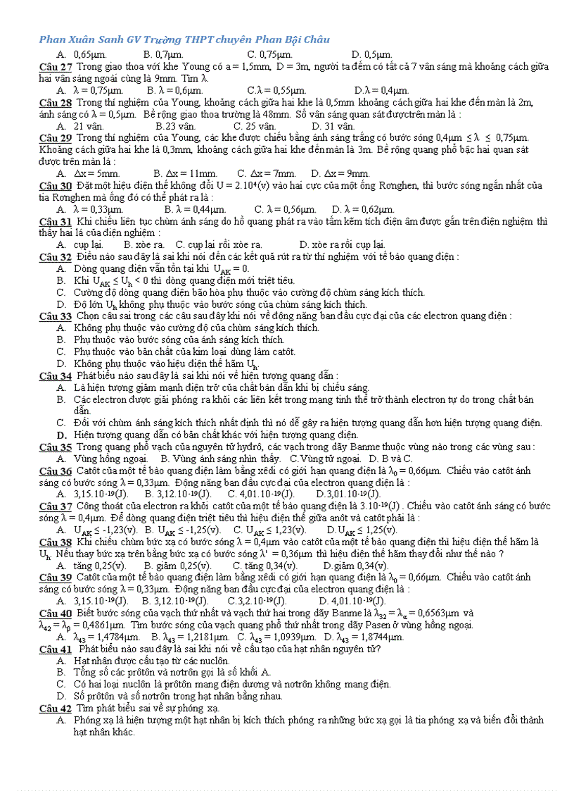 image for page Bài kiểm tra trắc nghiệm môn Vật lý 12 THPT chuyên Phan Bội Châu