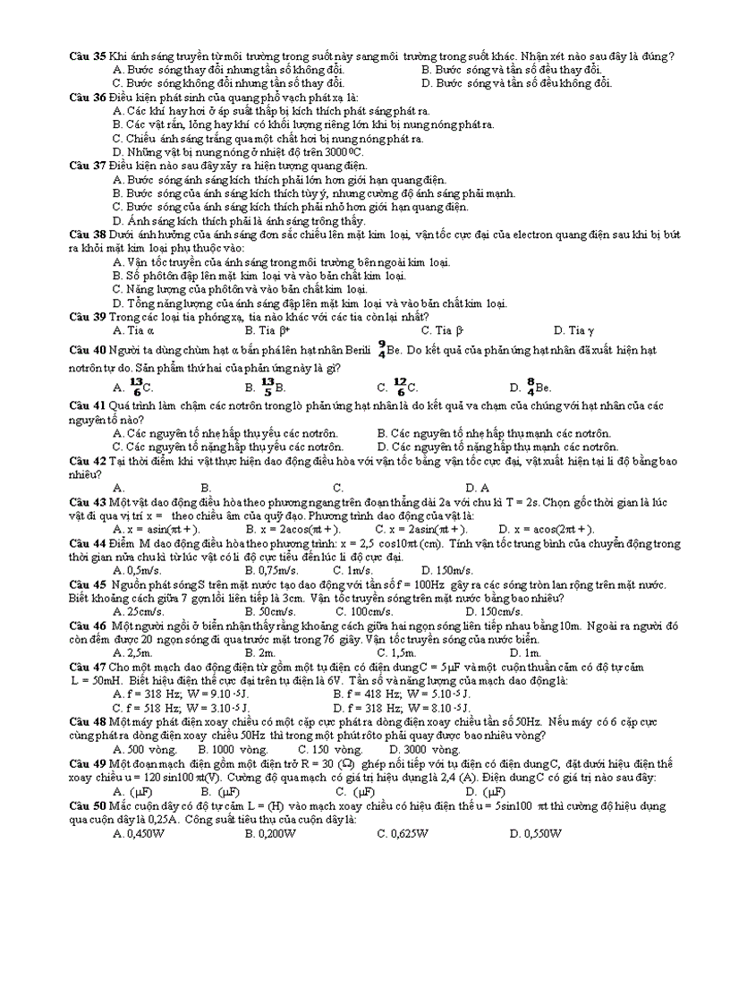 image for page Đề thi thử đại học môn Vật lý 12 THPT chuyên Phan Bội Châu Nghệ An