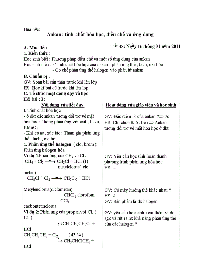 image for page Hóa học Ankan tính chất hóa học điều chế và ứng dụng