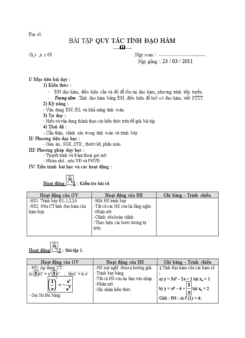 image for page Đại số BÀI TẬP QUY TẮC TÍNH ĐẠO HÀM