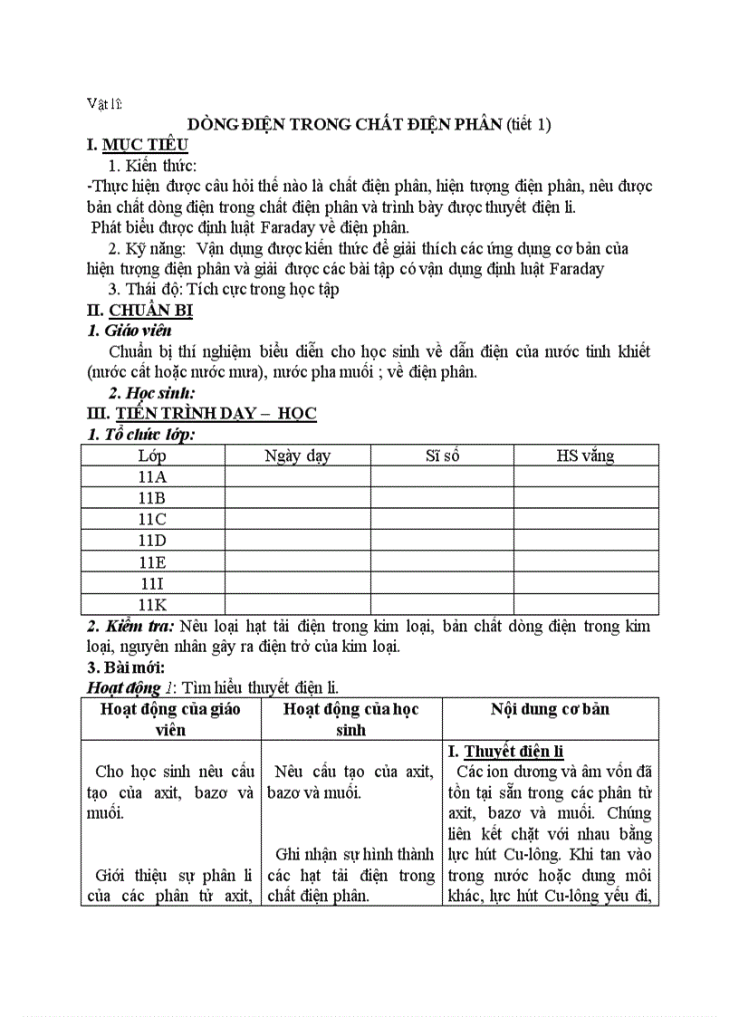 image for page Vật lý DÒNG ĐIỆN TRONG CHẤT ĐIỆN PHÂN