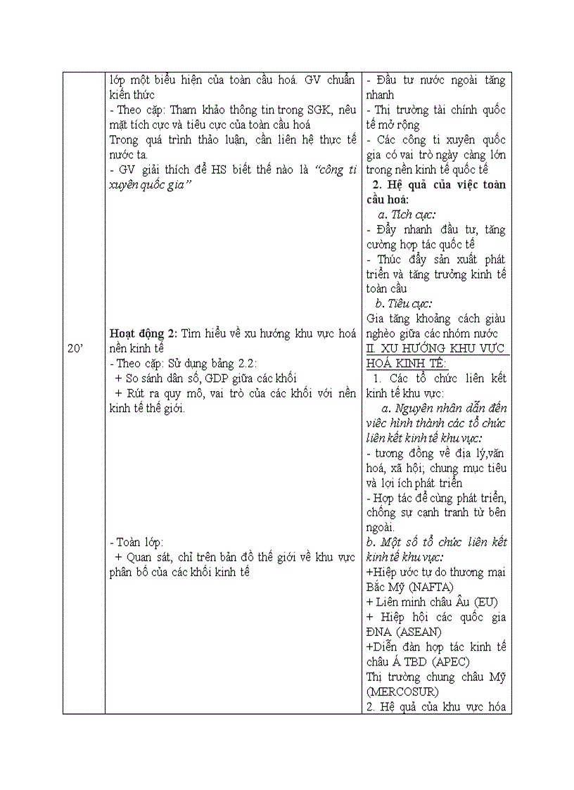 image for page Địa lý XU HƯỚNG TOÀN CẦU HOÁ KHU VỰC HOÁ KINH TẾ