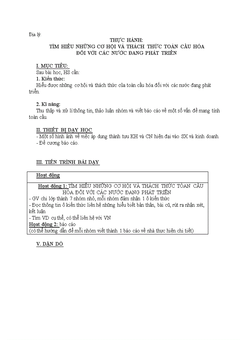 image for page Địa lý THỰC HÀNH TÌM HIỂU NHỮNG CƠ HỘI VÀ THÁCH THỨC TOÀN CẦU HÓA ĐỐI VỚI CÁC NƯỚC ĐANG PHÁT TRIỂN