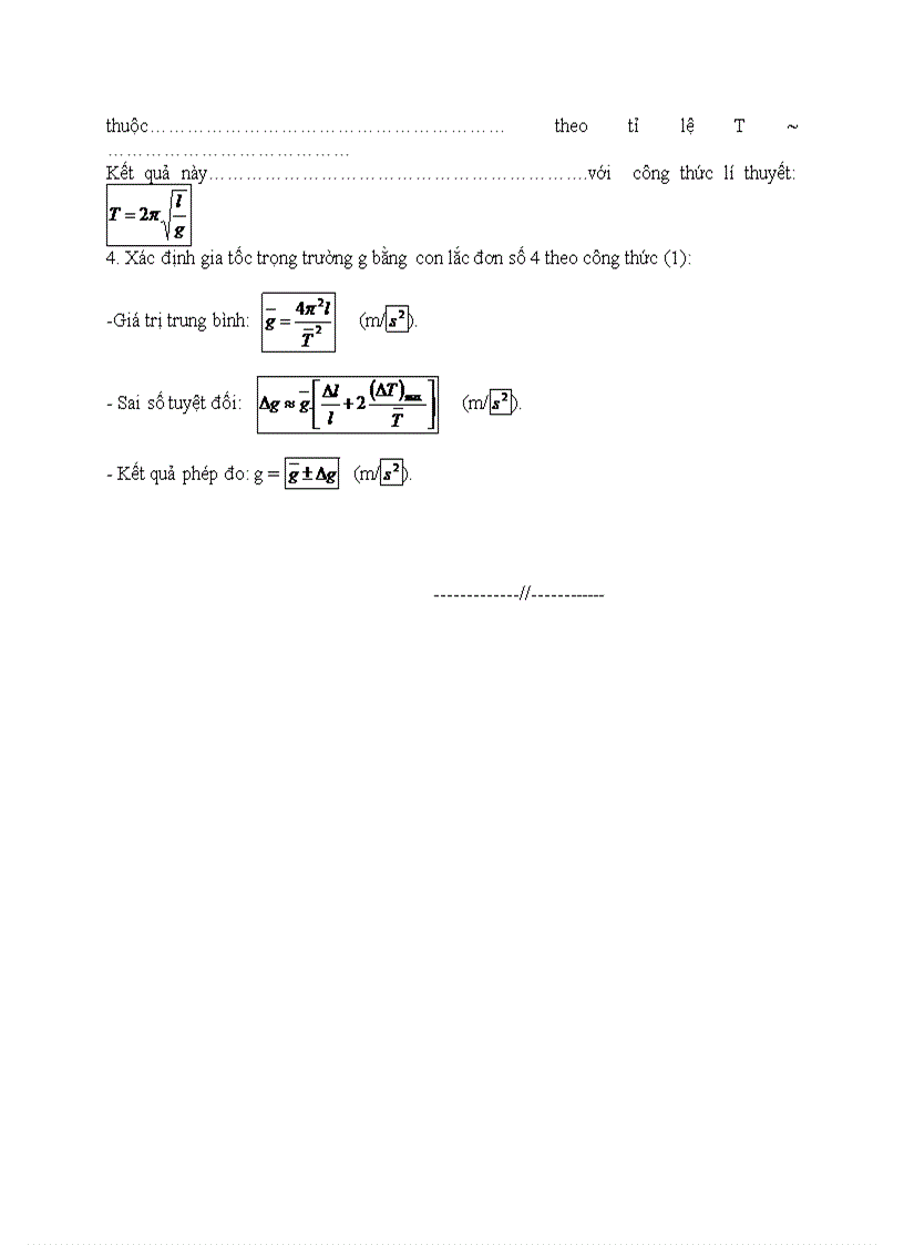 image for page Vật lý Thực hành KHẢO SÁT VÀ ĐO CHU KÌ DAO ĐỘNG CỦA CON LẮC ĐƠN