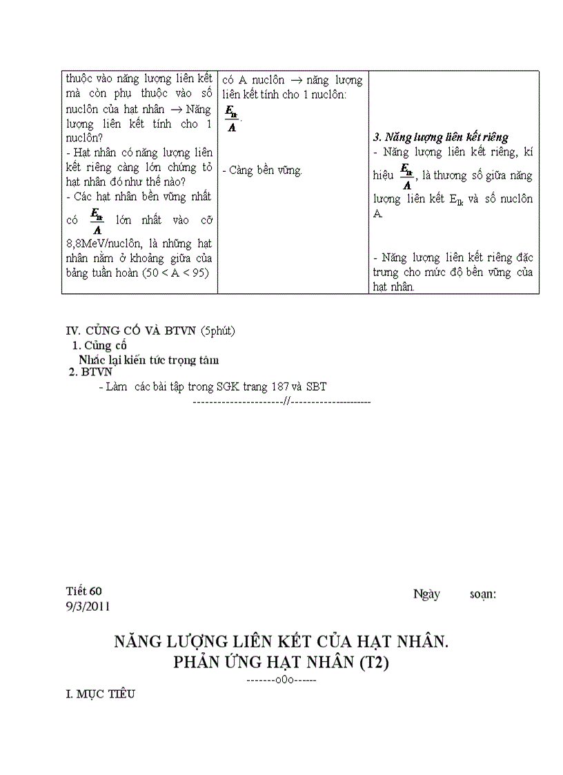 image for page Vật lý NĂNG LƯỢNG LIÊN KẾT CỦA HẠT NHÂN PHẢN ỨNG HẠT NHÂN