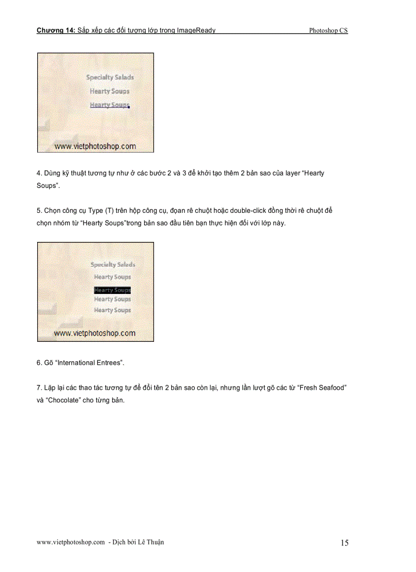 image for page Sắp xếp các đối tượng lớp trong ImageReady