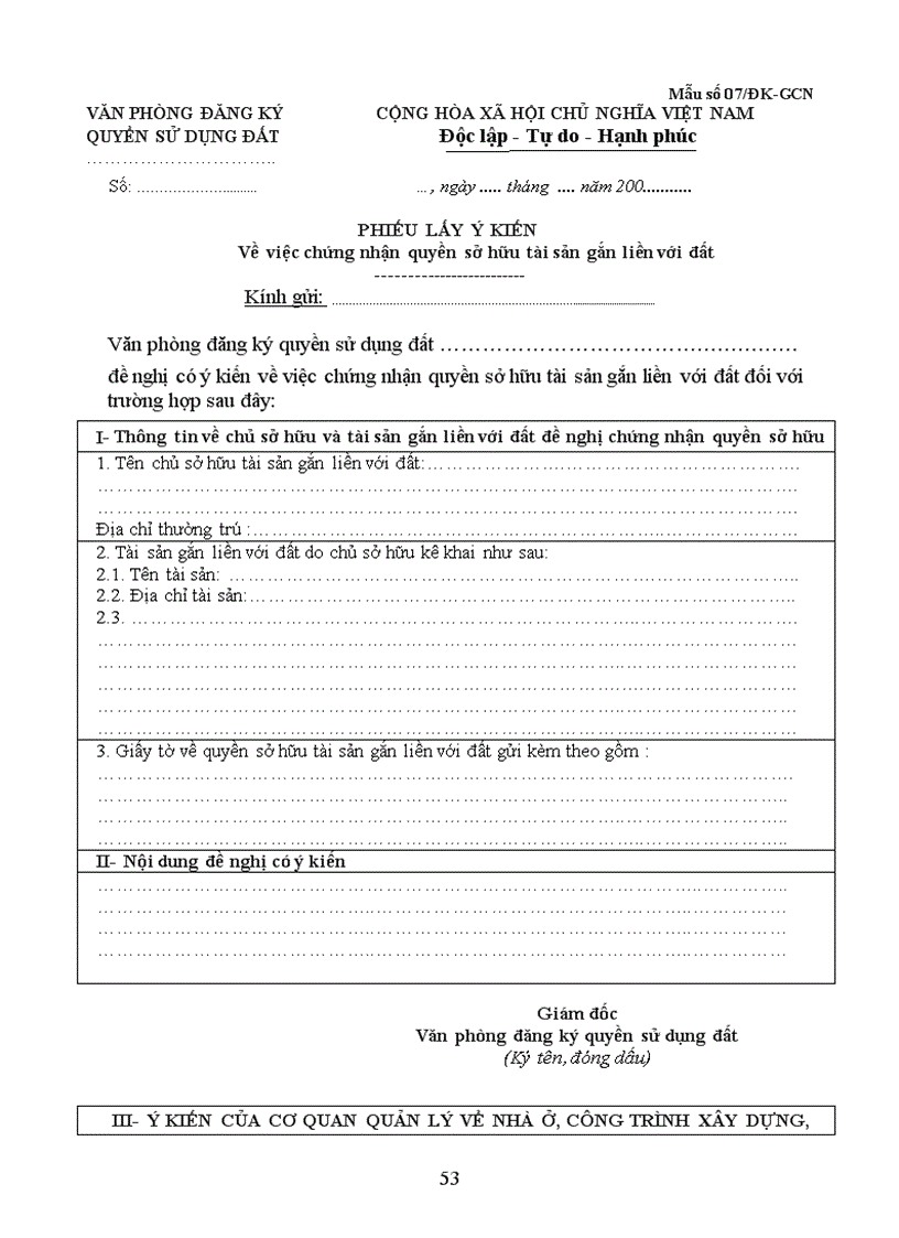 image for page Mẫu giấy tờ thủ tục đăng ký cấp Giấy chứng nhận và mẫu sử dụng trong quản lý phát hành Giấy chứng nhận