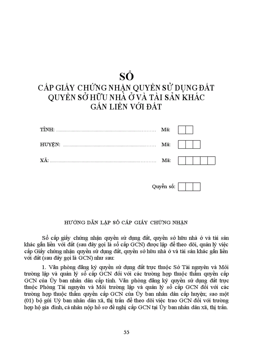 image for page Mẫu giấy tờ thủ tục đăng ký cấp Giấy chứng nhận và mẫu sử dụng trong quản lý phát hành Giấy chứng nhận