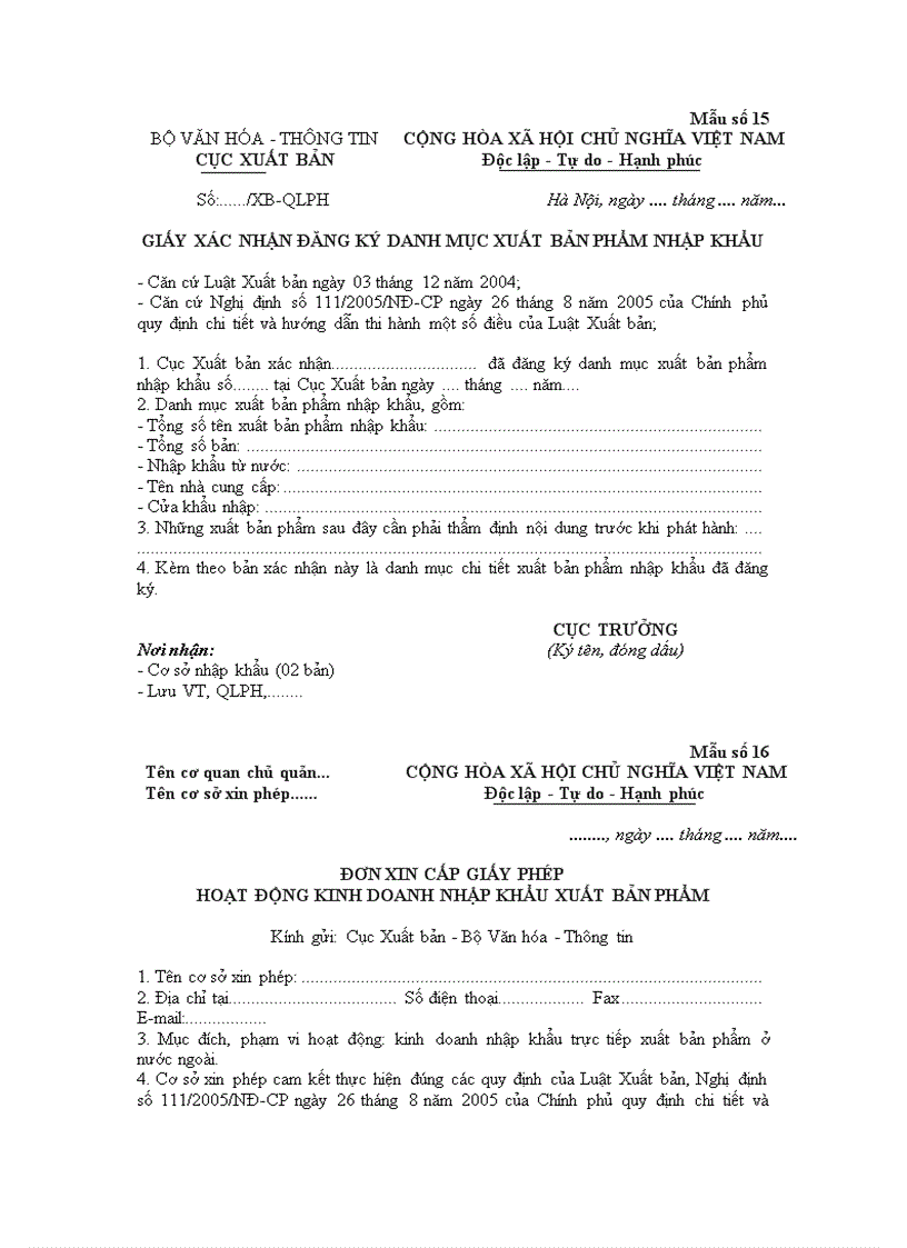 image for page 17 mẫu giấy phép đơn xin phép giấy xác nhận đăng ký tờ khai nộp lưu chiểu sử dụng trong hoạt động xuất bản