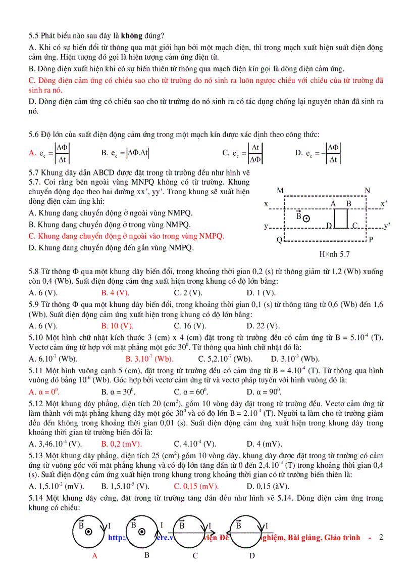 image for page Chương 5 Cảm Ứng Điện Từ Ôn Tập VẬT LÍ 11