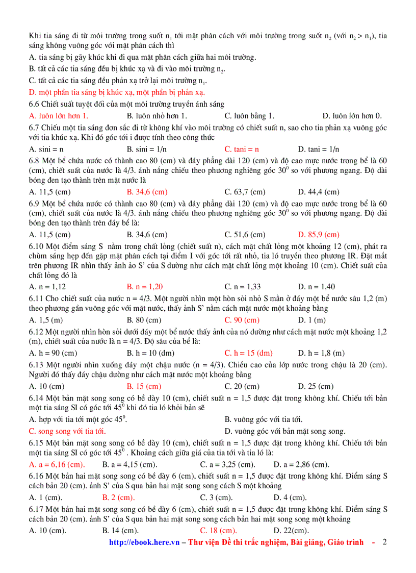 image for page Chương 6 Khúc Xạ Ánh Sáng Ôn Tập VẬT LÍ 11