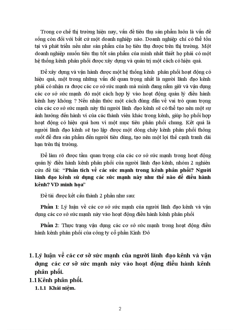 image for page Thực trạng điều hành kênh phân phối của công ty cổ phần Kinh Đô