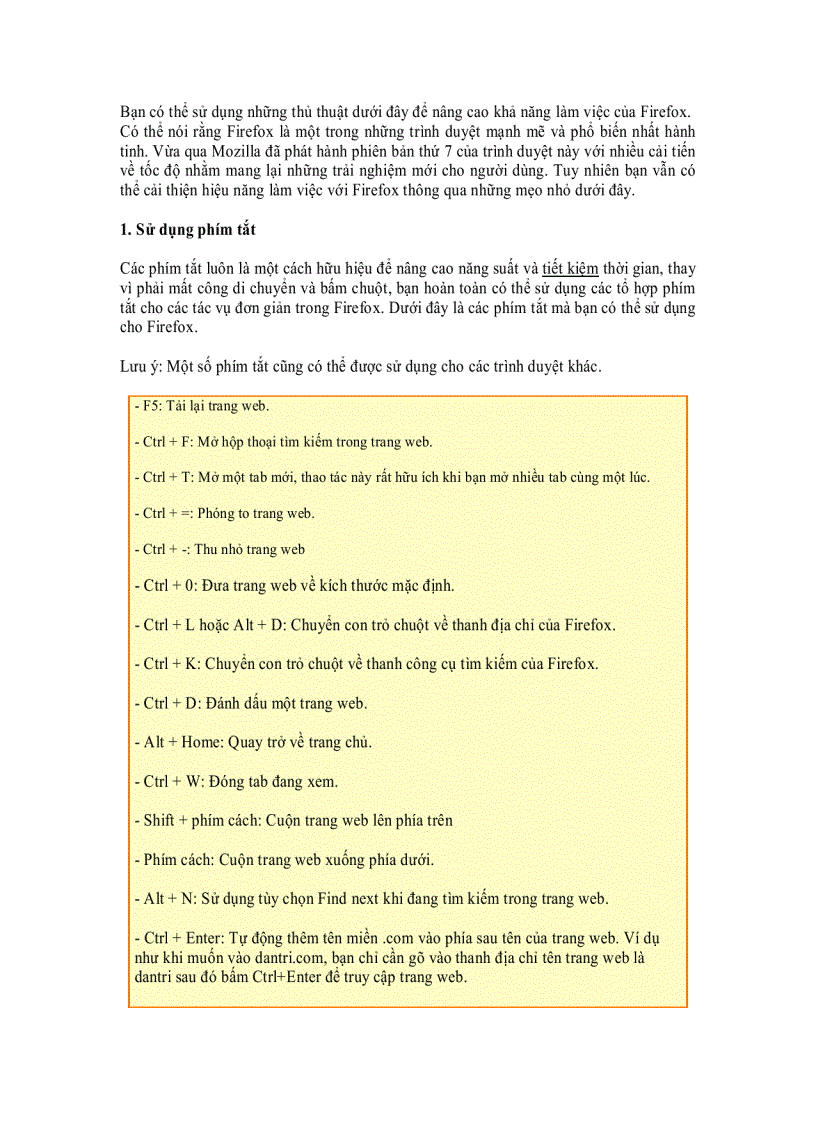 image for page Thủ thuật giúp làm việc hiệu quả hơn với Firefox