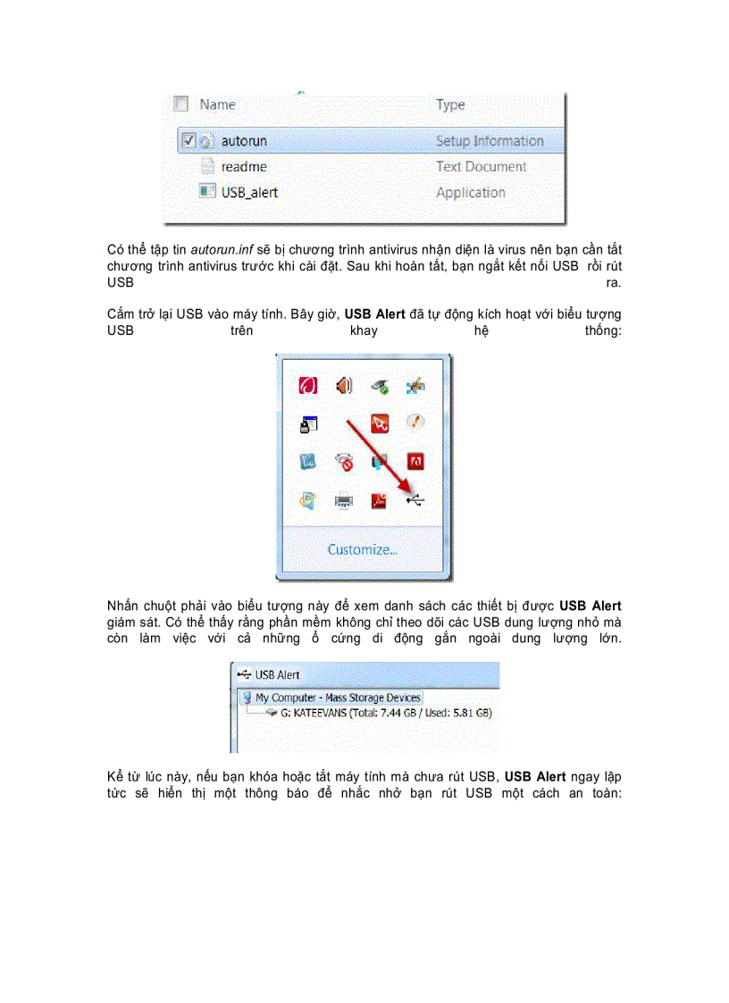 image for page USB Alert Nhắc bạn đừng quên rút USB