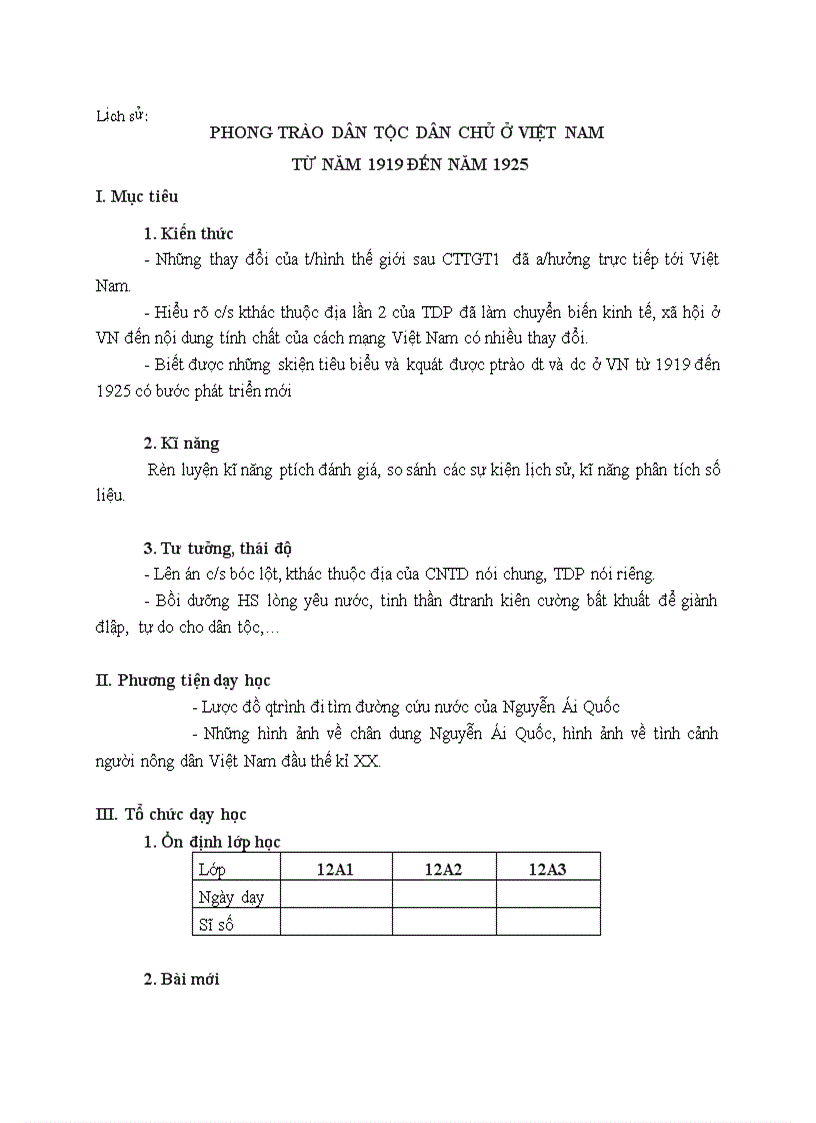 image for page Lịch sử PHONG TRÀO DÂN TỘC DÂN CHỦ Ở VIỆT NAM TỪ NĂM 1919 ĐẾN NĂM 1925
