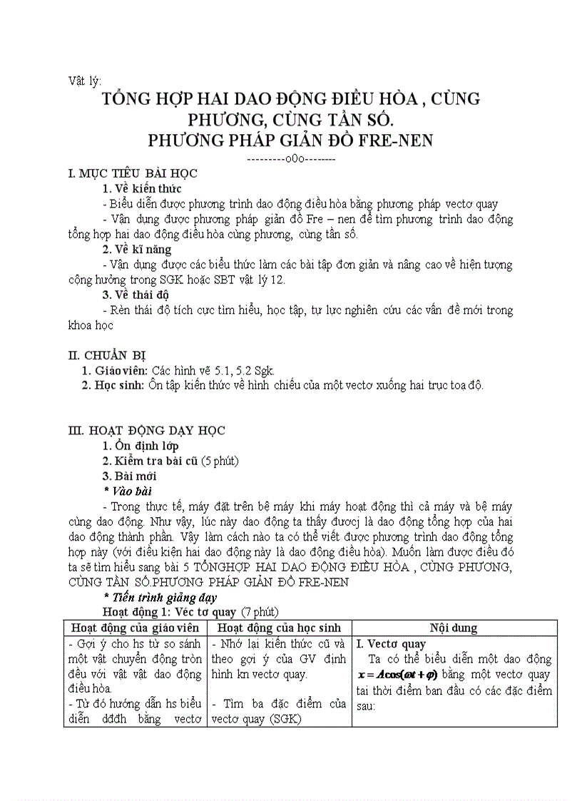 image for page Vật lý TỔNG HỢP HAI DAO ĐỘNG ĐIỀU HÒA CÙNG PHƯƠNG CÙNG TẦN SỐ PHƯƠNG PHÁP GIẢN ĐỒ FRE NEN