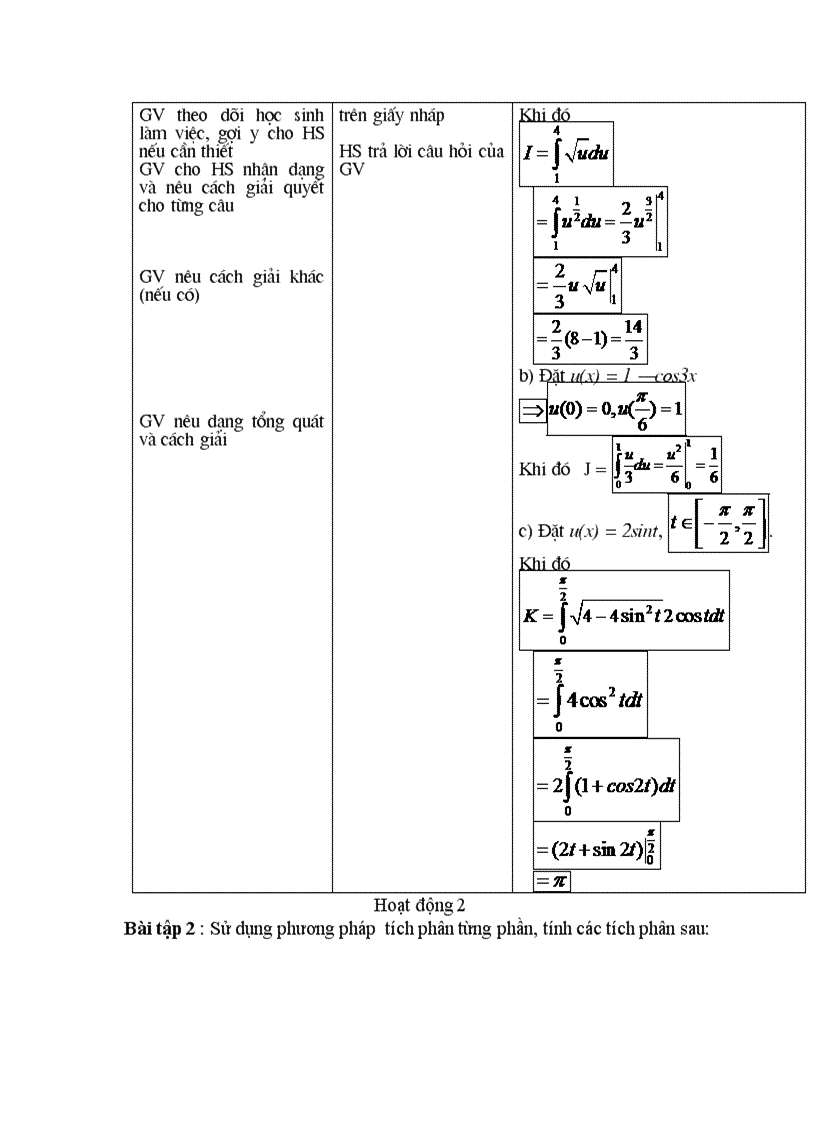 Giải tích ỨNG DỤNG CỦA TÍCH PHÂN
