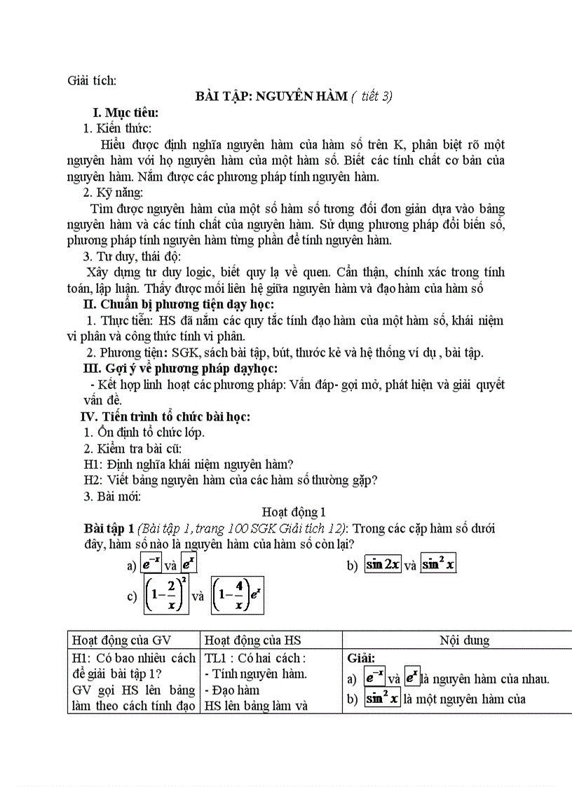 image for page Giải tích BÀI TẬP NGUYÊN HÀM