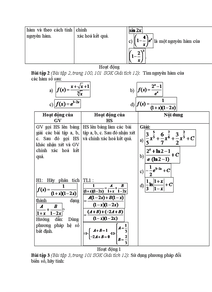 Giải tích BÀI TẬP NGUYÊN HÀM
