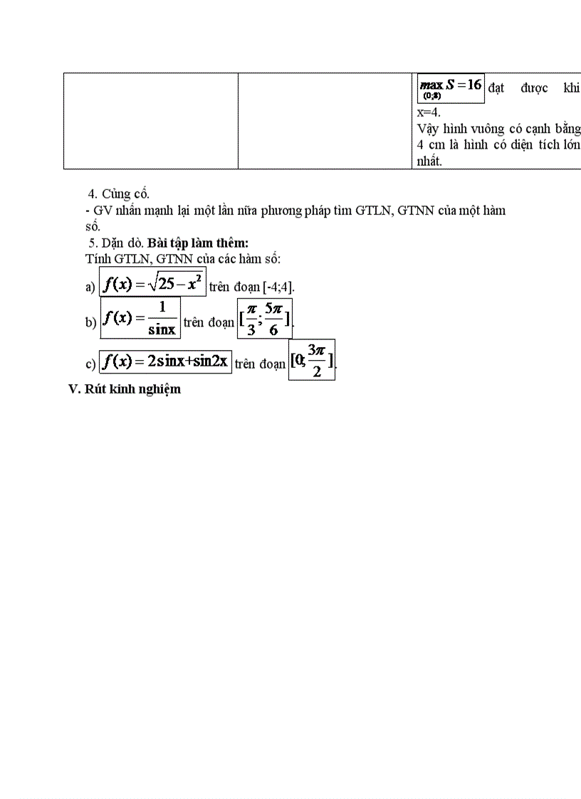 image for page Giải tích GIÁ TRỊ LỚN NHẤT VÀ GIÁ TRỊ NHỎ NHẤT CỦA HÀM SỐ