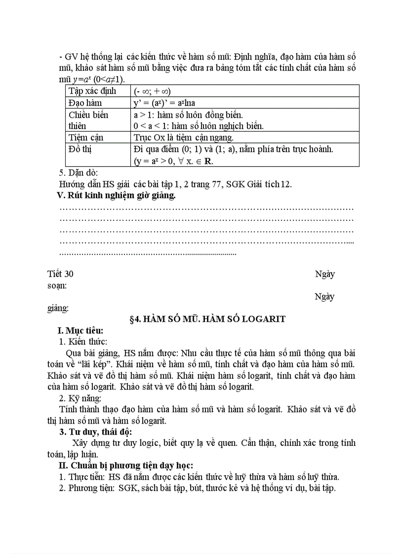 image for page Giải tích HÀM SỐ MŨ HÀM SỐ LOGARIT