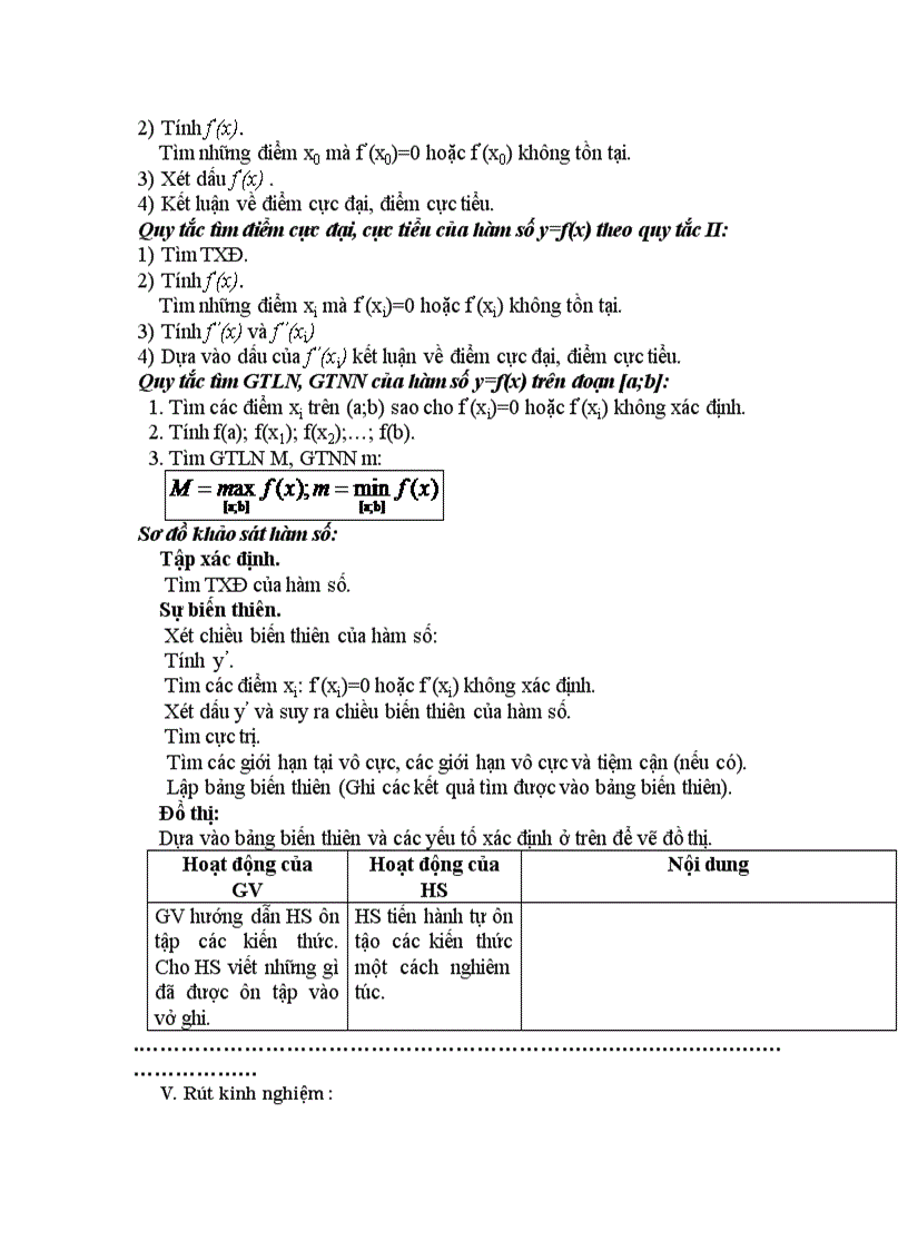 image for page Giải tích ÔN TẬP HỌC KỲ II ỨNG DỤNG CỦA ĐẠO HÀM