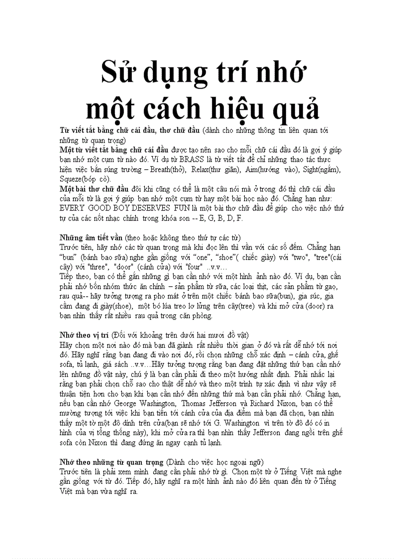image for page Sử dụng trí nhớ một cách hiệu quả