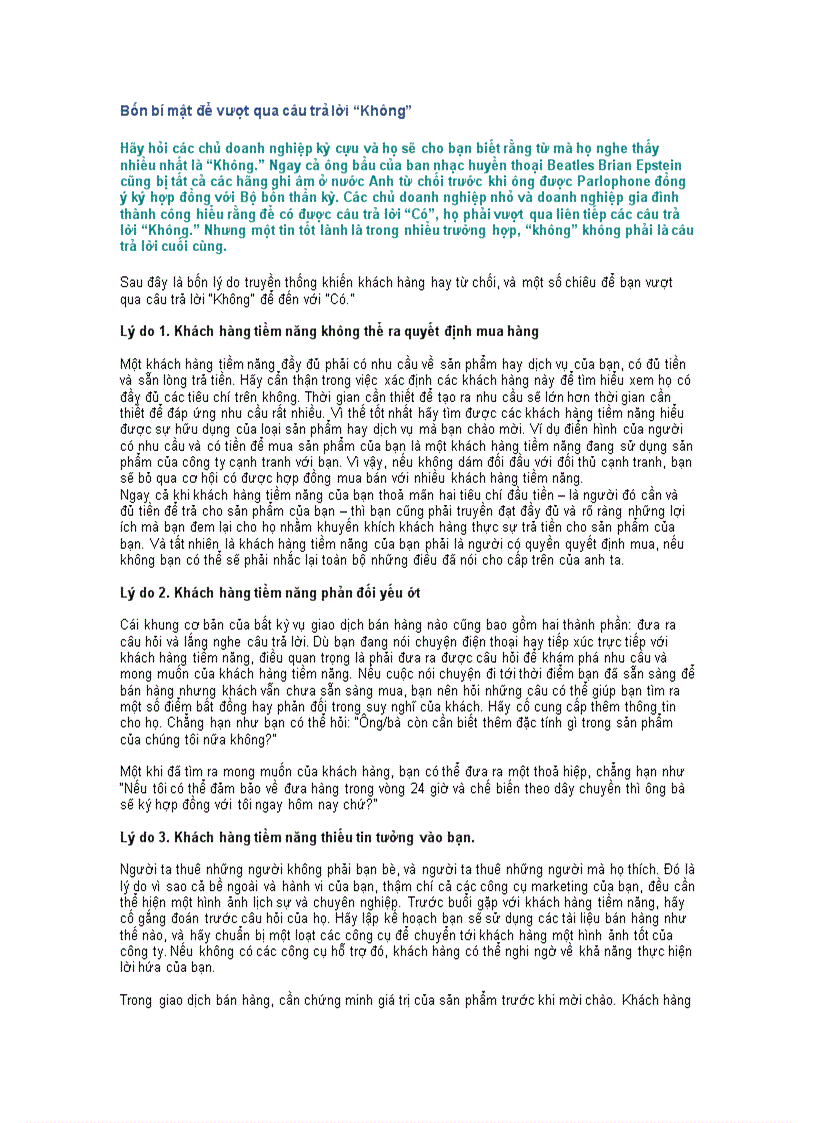 image for page Bốn bí mật để vượt qua câu trả lời Không