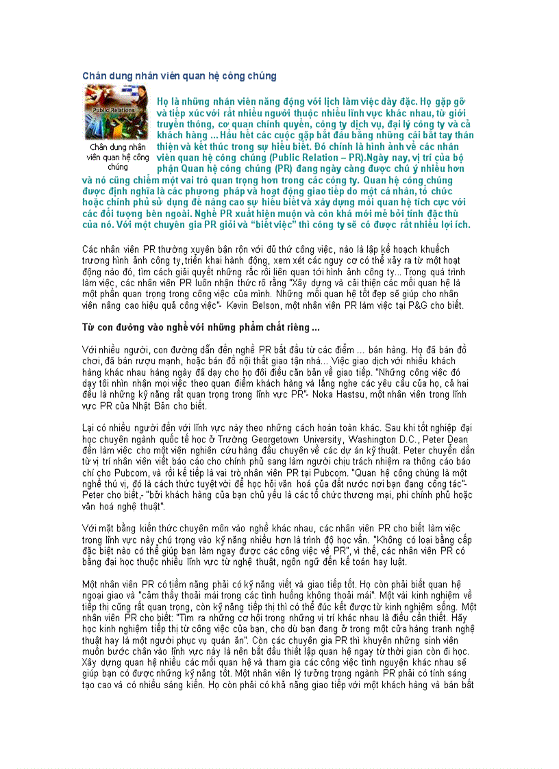 image for page Chân dung nhân viên quan hệ công chúng