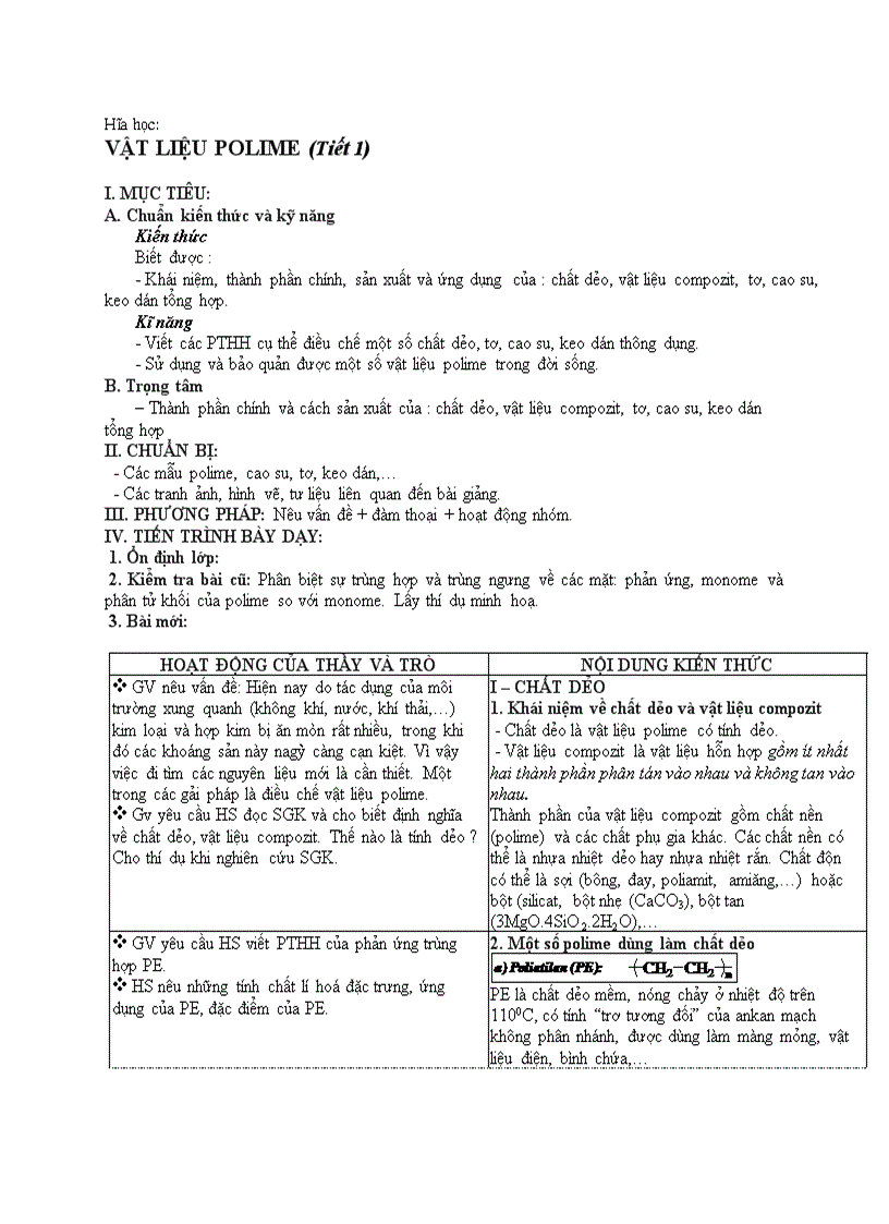 image for page Hóa học VẬT LIỆU POLIME