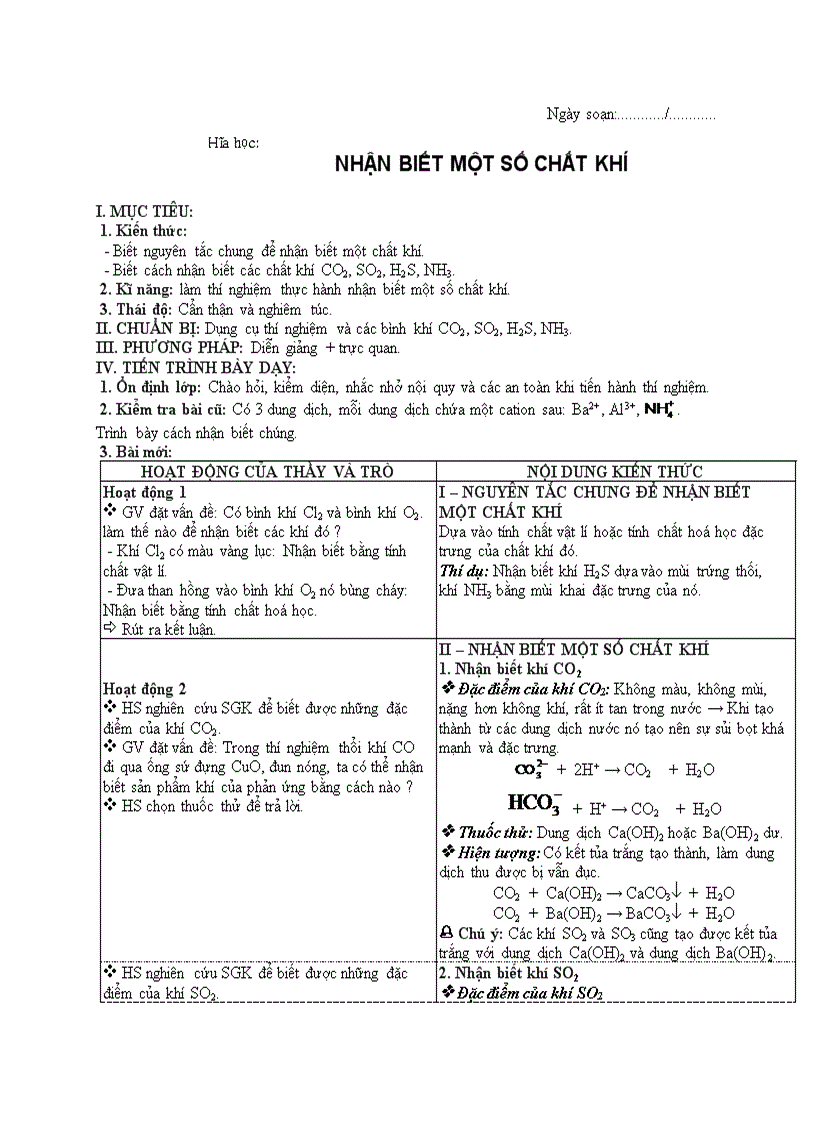 image for page Hóa học NHẬN BIẾT MỘT SỐ CHẤT KHÍ