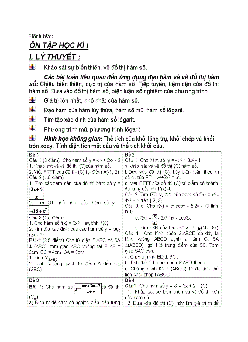 image for page Hình học ÔN TẬP HỌC KÌ I